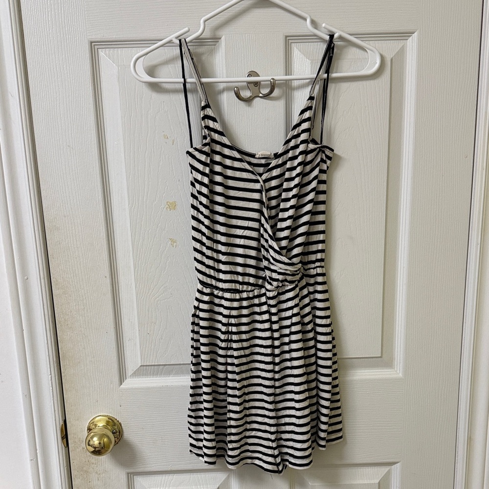 Garage Black and White Striped Jumpsuit